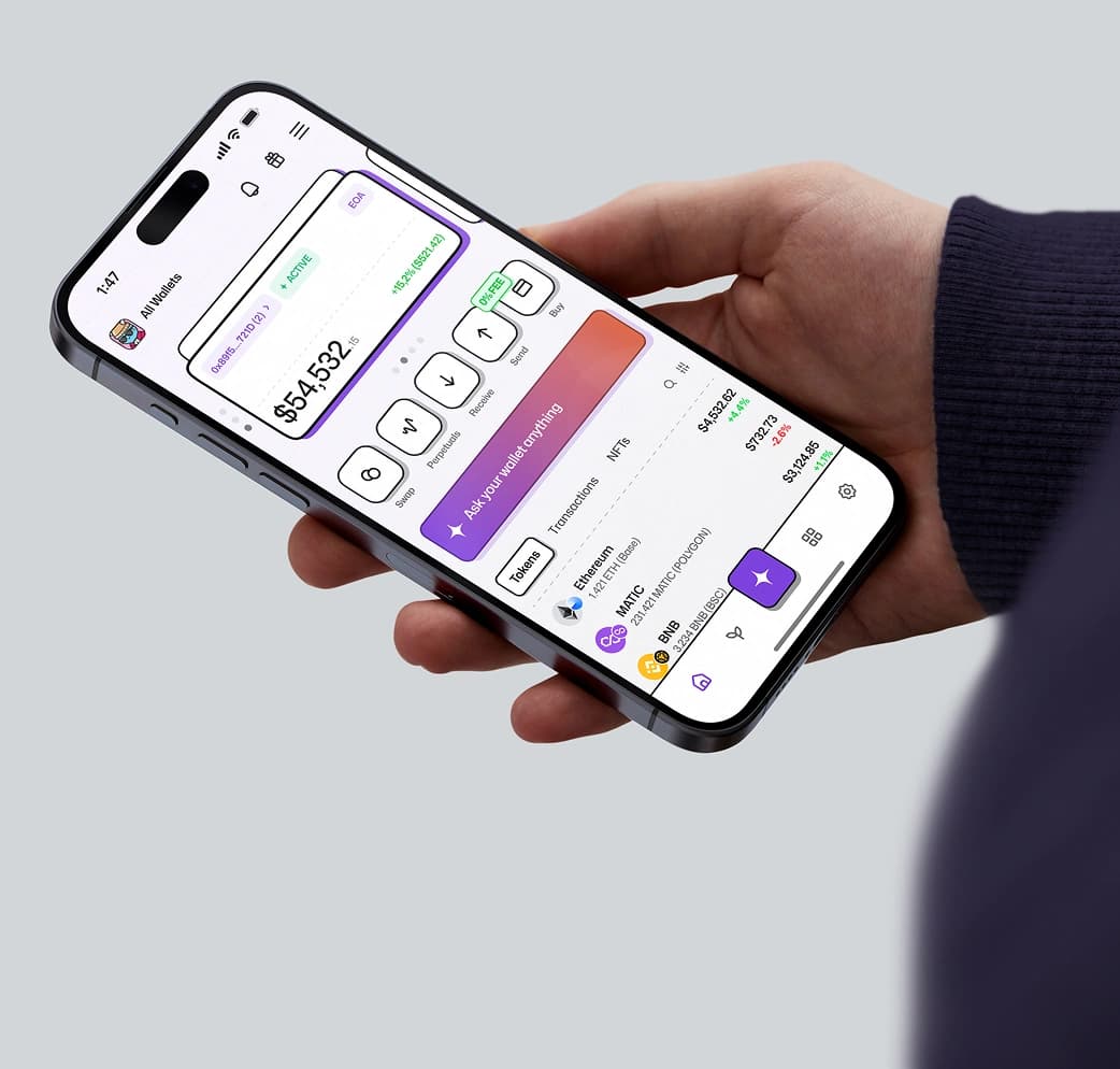 Crypto Wallet with AI Assistant — AI, Crypto UI/UX design by Sollas (screen 1)