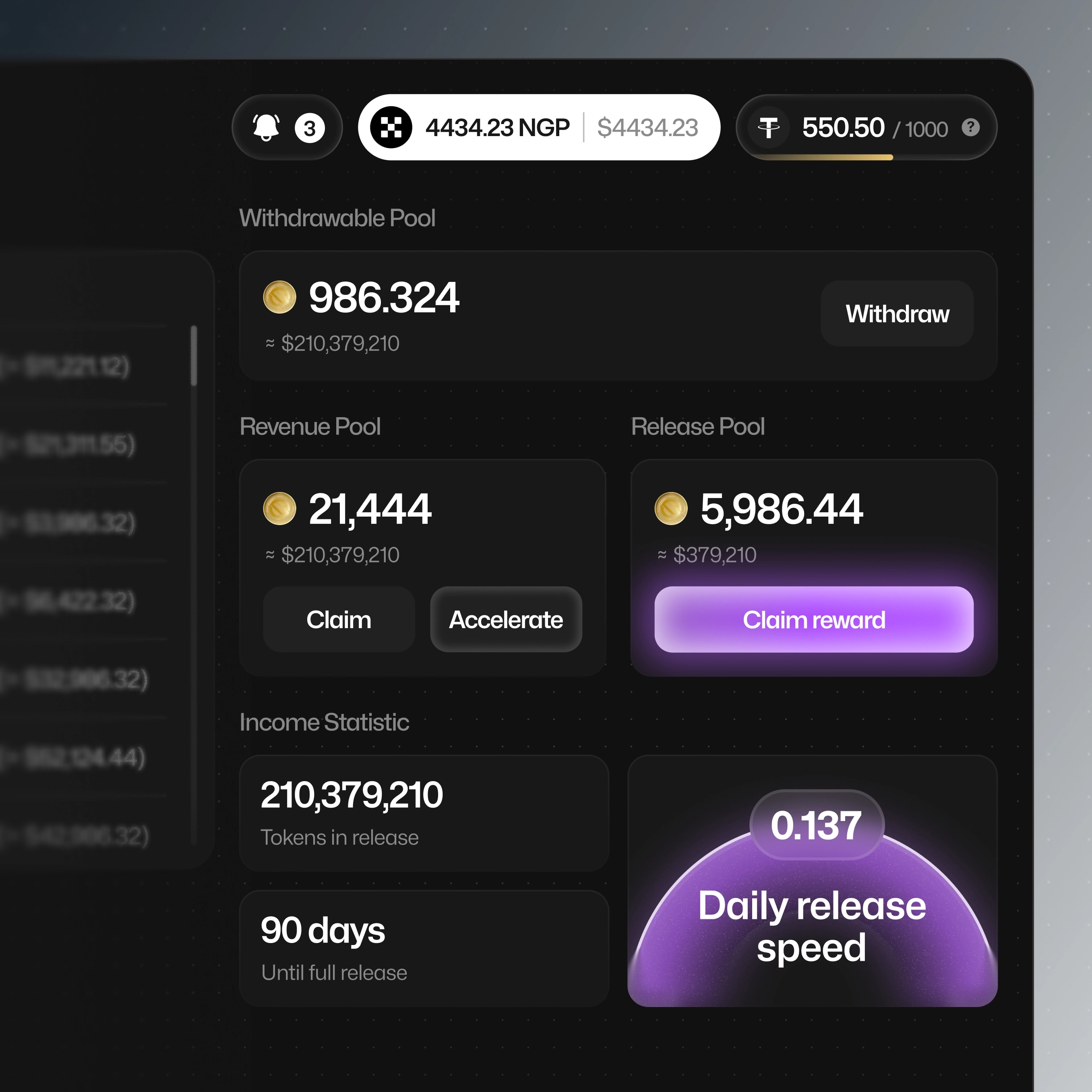 New Gold Protocol — product design screen 2