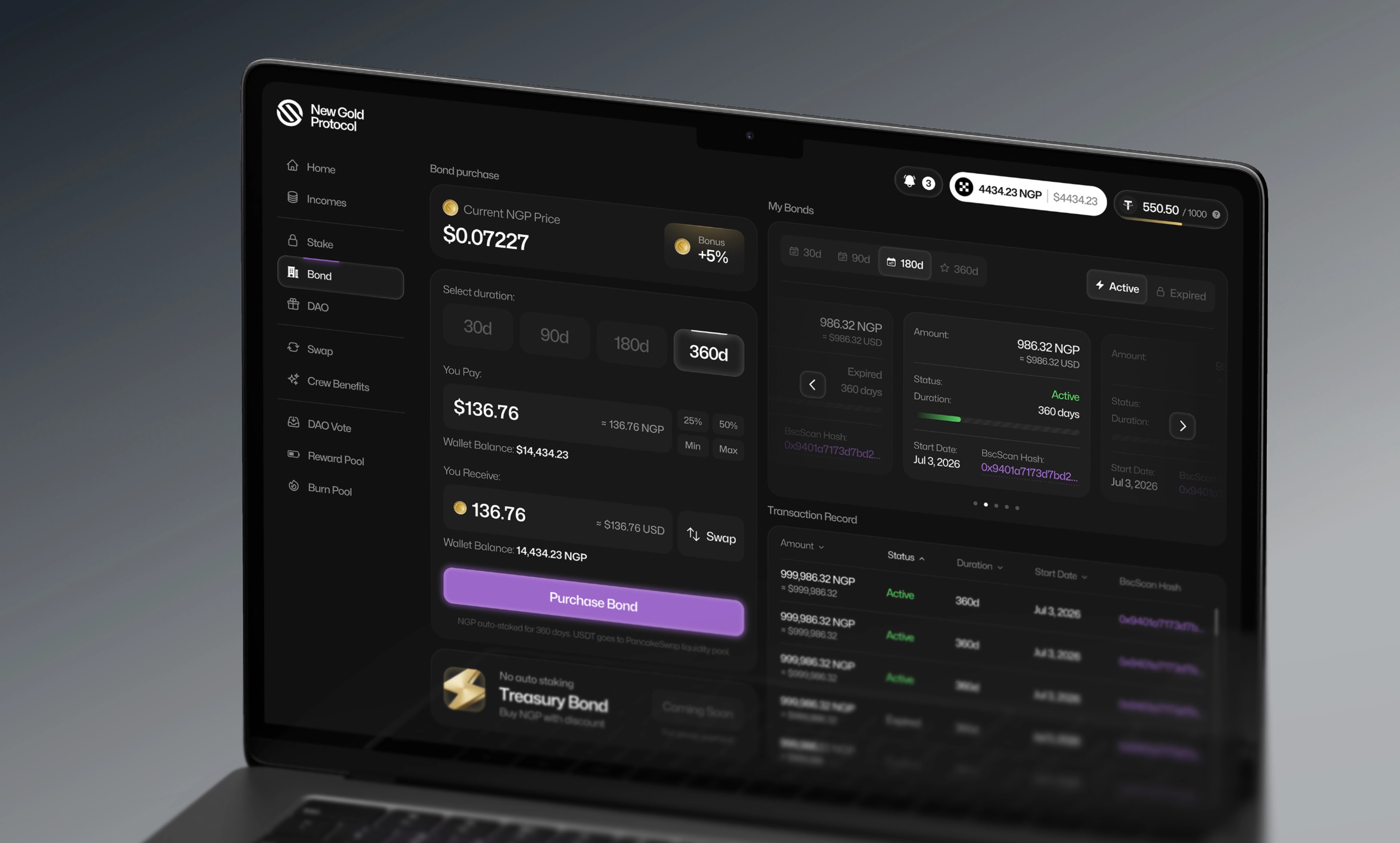 New Gold Protocol — Brand, website, and dApp for a DeFi 3.0 protocol trusted by 40,000+ holders